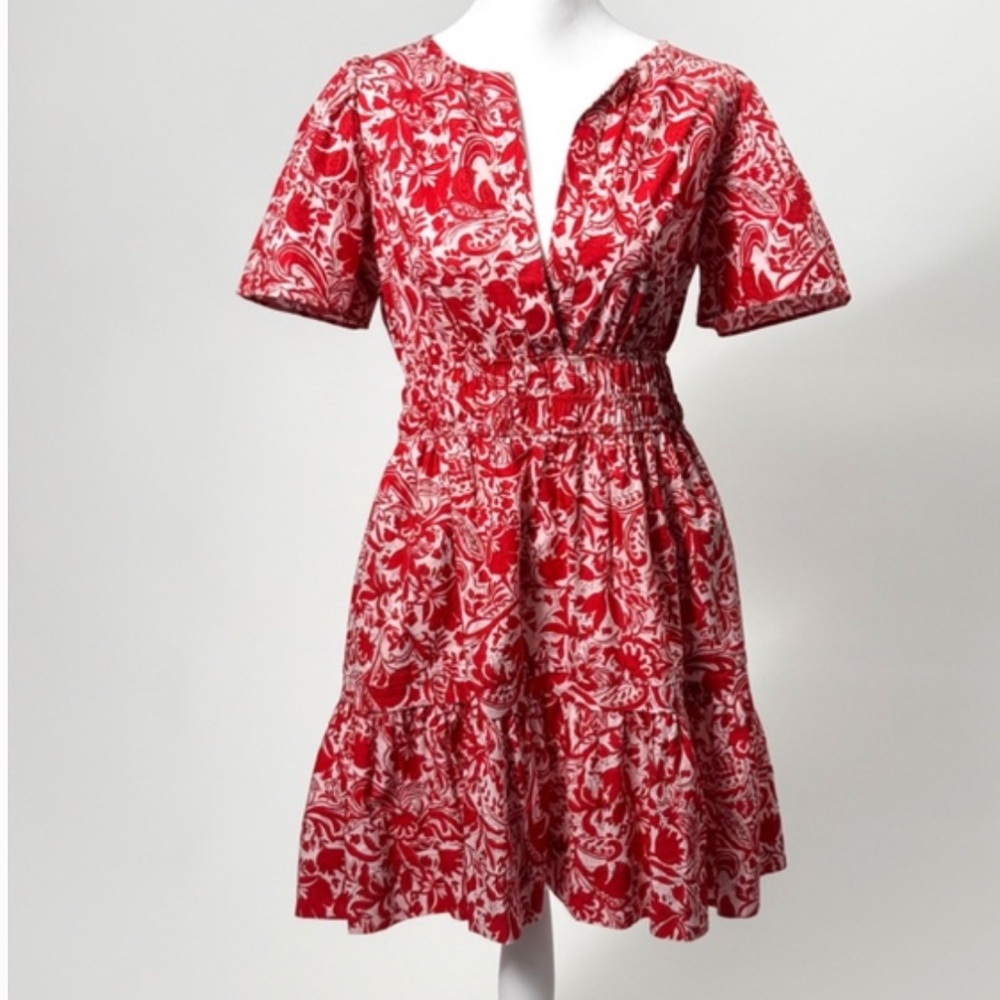 Anthropologie Somerset Mini Dress Red Paisley Size Small Retail: $150